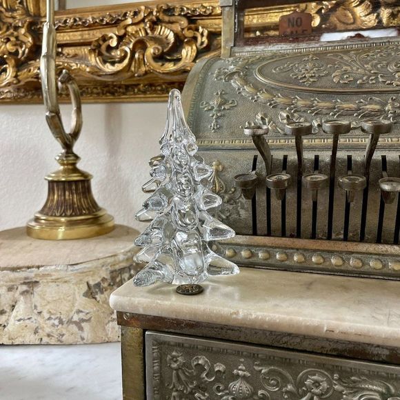 Vintage Clear Art Glass Christmas Tree Pine Tree Decoration Decor MCM Style 32H - Picture 2 of 5